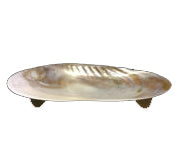 GIANT MUSSEL SEA SHELL DISH with feet 7 inch - Philippines