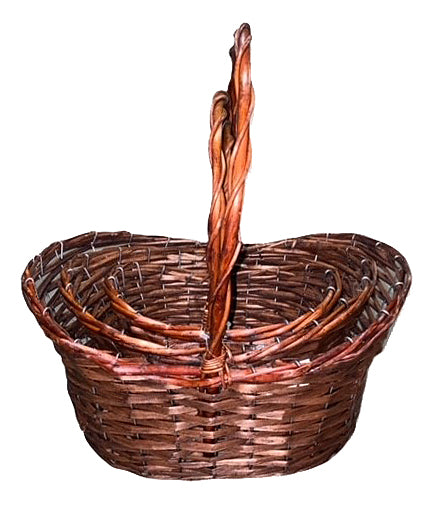 Set of 2 Oval Split Willow Baskets - Medium 30x20x13 cm - Small 25x15x11 cm - NEW222