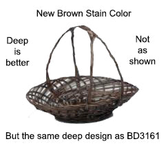 MIDRIB OVAL FRUIT BASKET MEDIUM - 12x10x4.5 with 13 inch handle - Stained