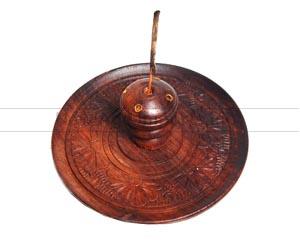 Wooden Incense  Stick or Cone Burner 4 inch Dia,