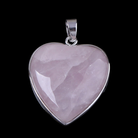Clear Quartz Heart Gemstone Pendant - 37x33mm - NEW523