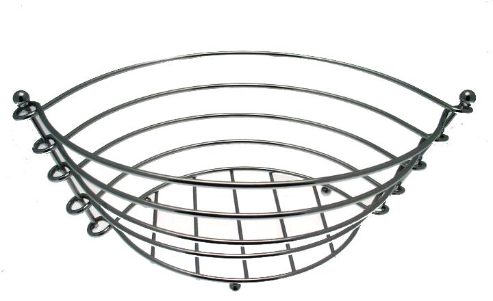 CHROME WIRE OVAL Fruit BASKET - 15 x 9.75 x 5.75 deep - 12 per case