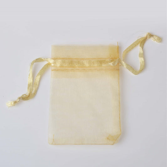 PK/100 Gold 6 x 8 inch ORGANZA POUCH BAG - RECTANGLE with Draw String - 15 x 20cm