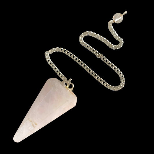 African Rose Quartz Faceted Pendulum - 35 to 45mm 6 facets - 10g - India