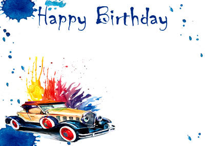PK/50 - Flora Cards - Happy Birthday - Classic Car
