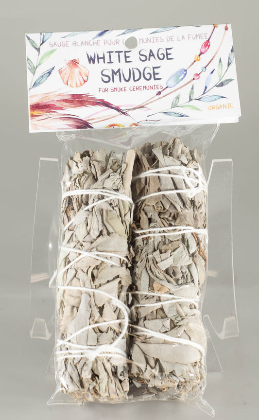 Pack of 2 White Sage 4 inch Smudge Sticks With Header