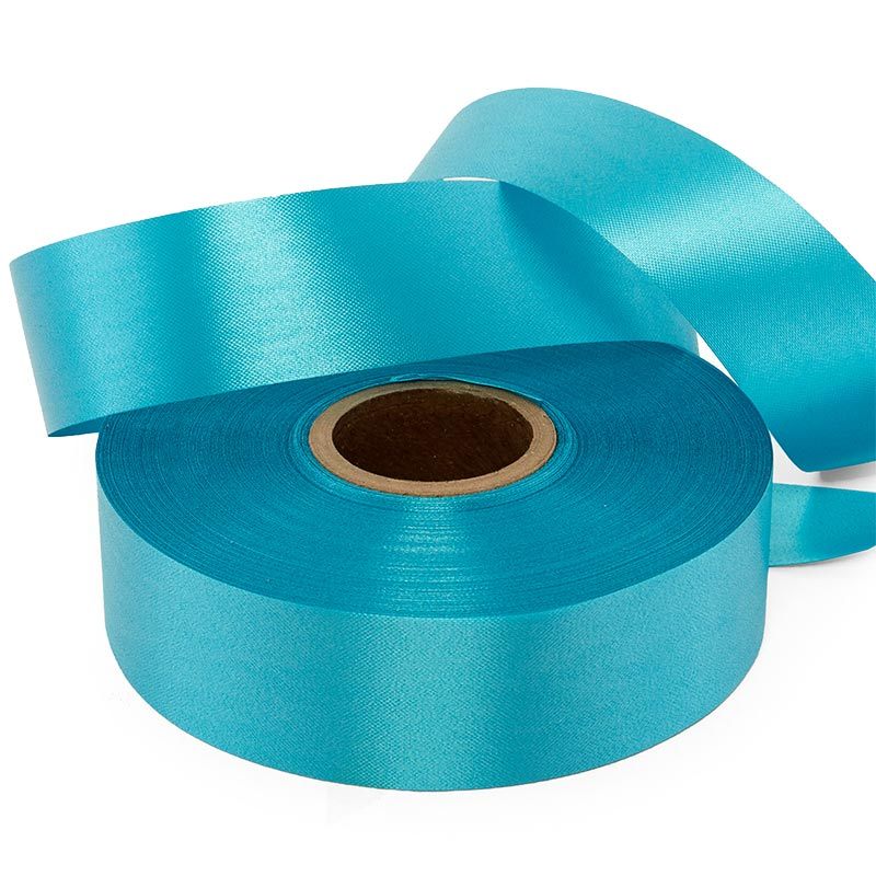 #9 TURQUOISE 1 7/16 inch x 100 yard spool FLORAL EMBOSSED POLY SATIN RIBBON