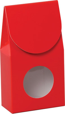 Red Gourmet Window Box - Small - 3 1/2 x 1 3/4 x 6 1/2 - 2 inch Window (Order in 6's) (252 Master)