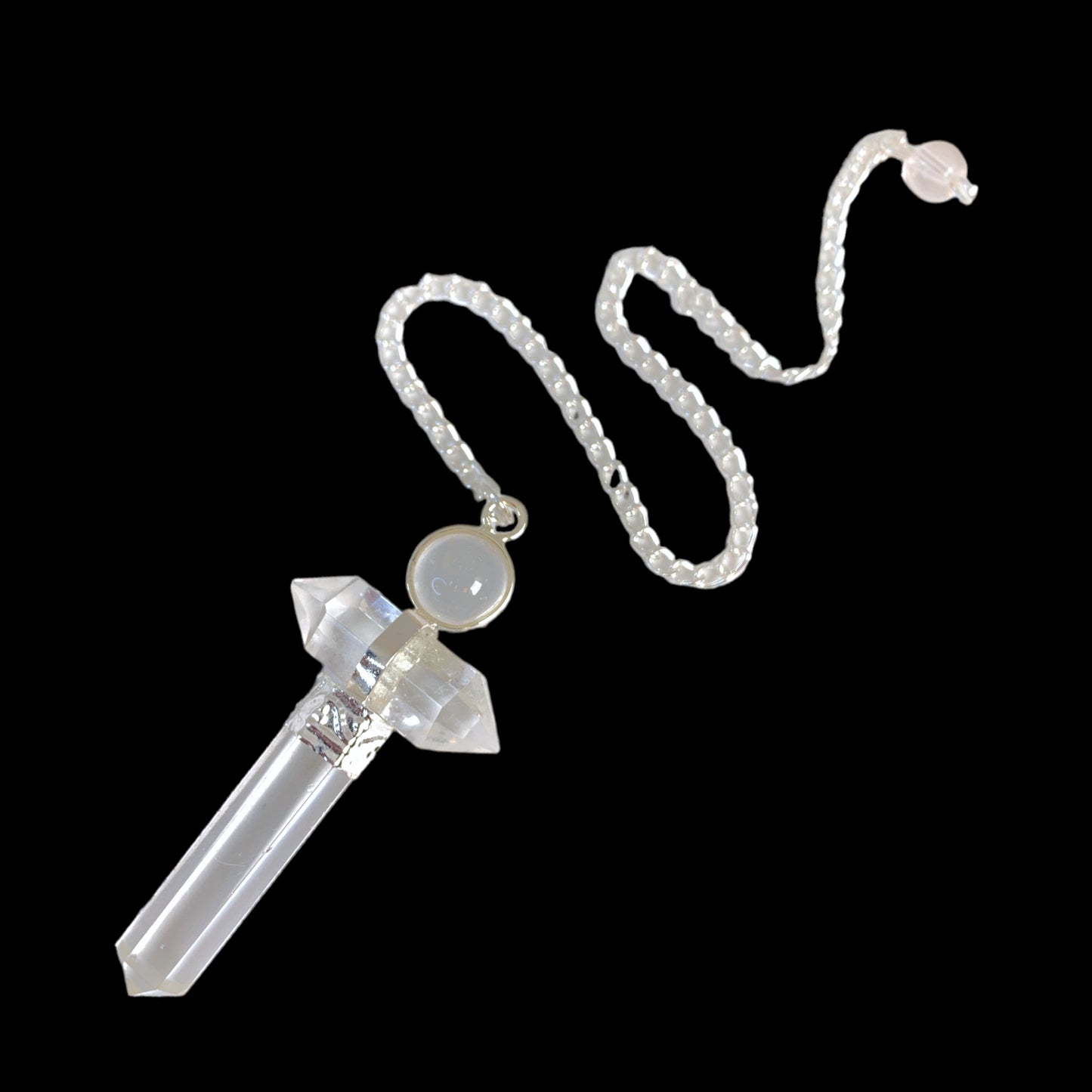 Clear Quartz 3 Piece Herkimer Pendulum with Chain - 40-45mm - 25g - NEW422