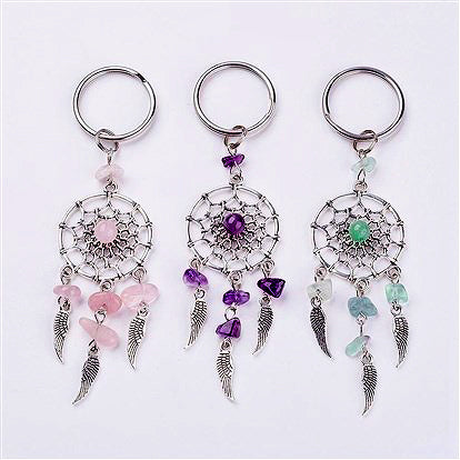 Green Fluorite - Dream Catcher Key rings - 4.25 x 1 inch - NEW1022
