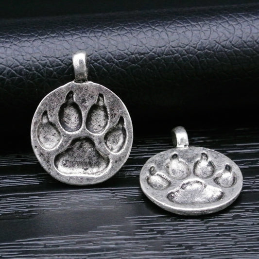 Bear Paw Imprint Pendant - Antique Gold - 28 x 22mm with 1.5mm hole (not as shown)