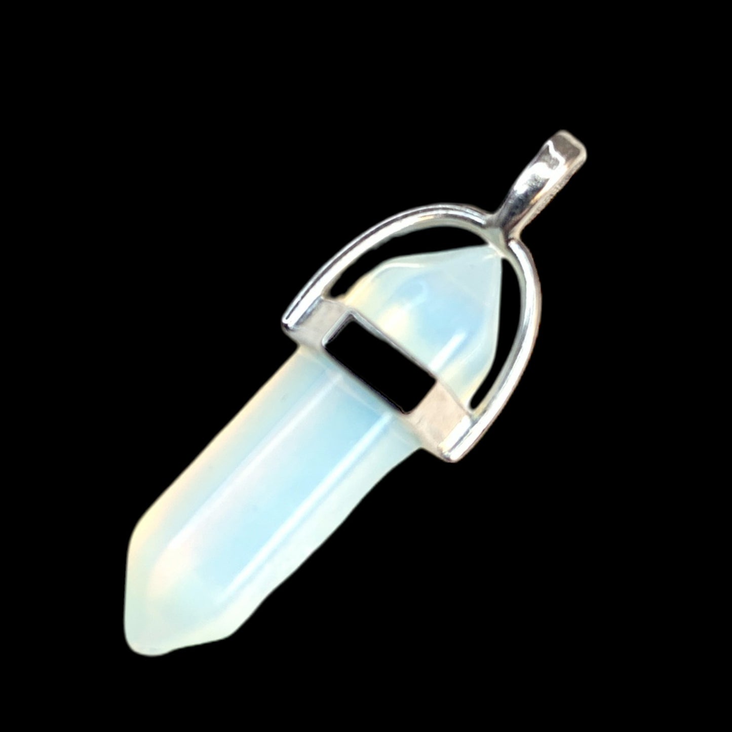 Opalite Pendant - 32mm - Platinum Colour Plated Brass Bail - NEW922 -Synthetic