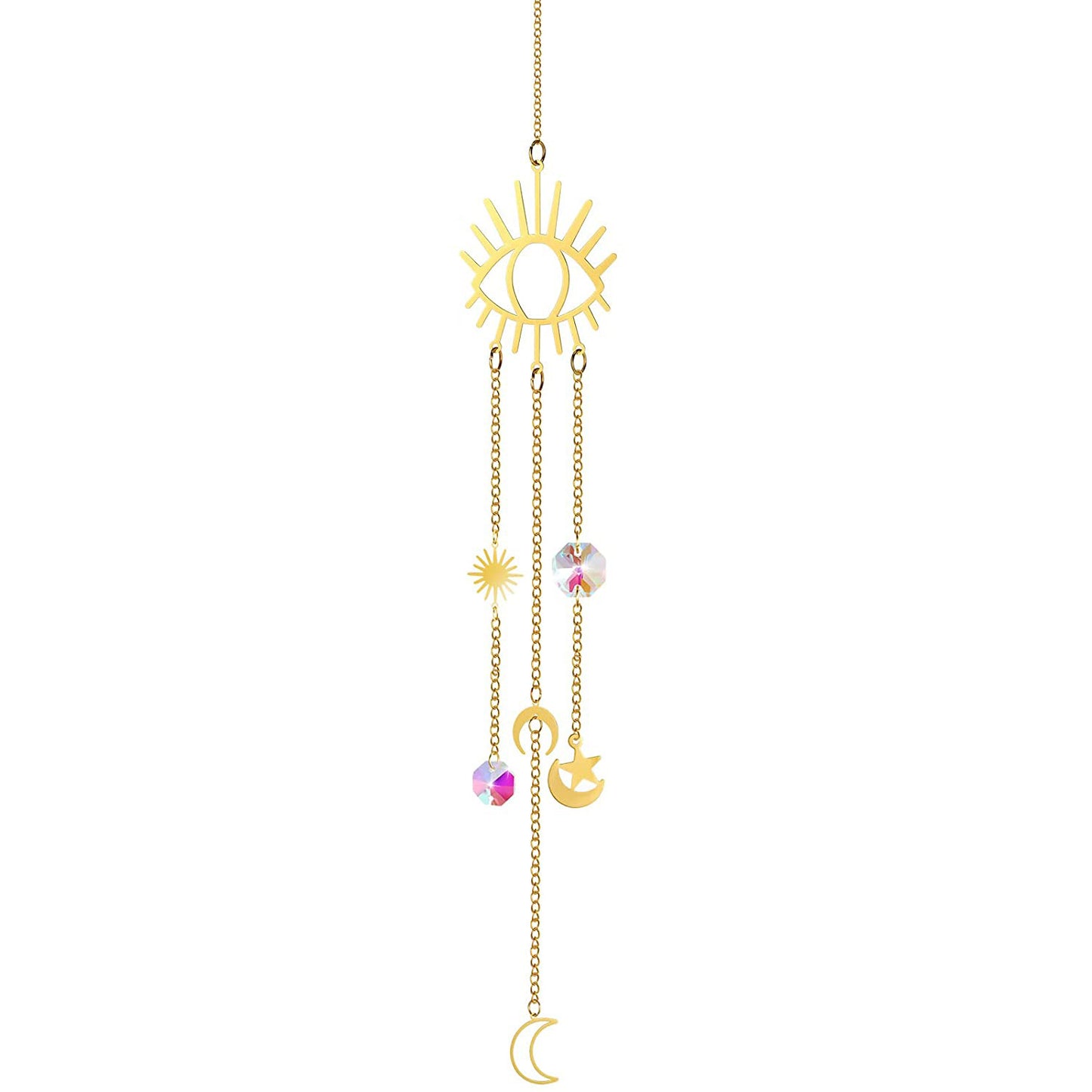 K9 Aura Crystal Hanger Suncatcher Evil Eye Brass Color Twinkle Hanger - Long inch - China
