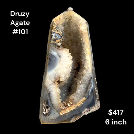 Druzy Agate - 6 inch - 870g - Polished Towers