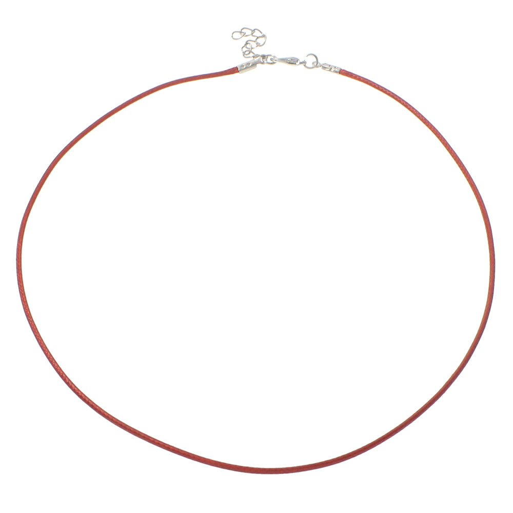 RED  Waxed Necklace Cord, Waxed cotton Cord, with iron chain, Zinc Alloy lobster clasp, with 4cm extender chain, platinum color plated 1.5mm Approx. 17.5 inch