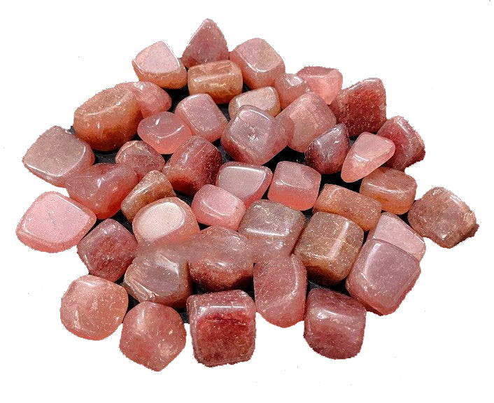 Strawberry Quartz Tumbled Stones - 18 to 22mm - 500 Grams - India - NEW323