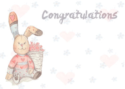 PK/50 - Flora Cards - Congratulations - Bunny - For A Baby