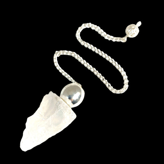 Raw Clear Quartz Silver Modular Pendulum - 30- 50mm 20g - NEW422