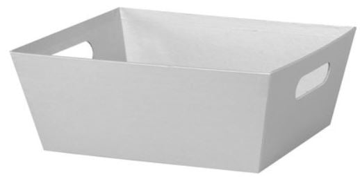 Silver Metallic - Small Market Tray - 9 x 7 x 3.5 inch - Pack of 6 pcs (Full box 48 pcs) - Cello Bag to fit 17x27 - NEW322