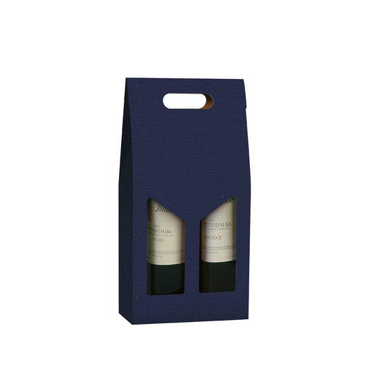 BLUE Textured - Double WINE Bottle Carriers 750ml CORRUGATED (20 per case) NEW421