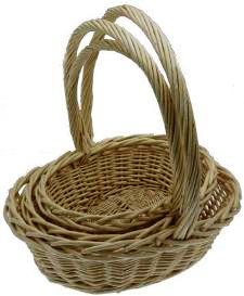 Set of 3 WILLOW OVAL BASKETS Natural 19 - 16 - 14 inch