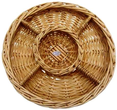 ROUND CENTER 5 COMP Willow DIVIDED TRAY 8 x 1.5 inch