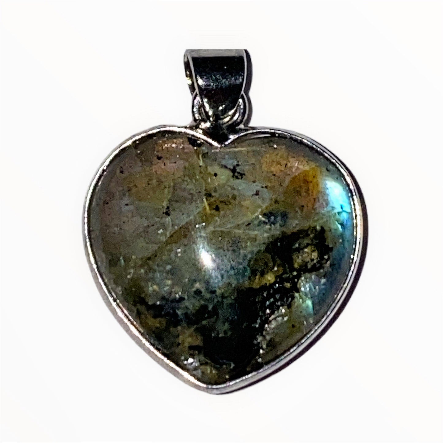 Labradorite Heart Pendant - Silver Color Plated Metal - 15x15mm - China - NEW922
