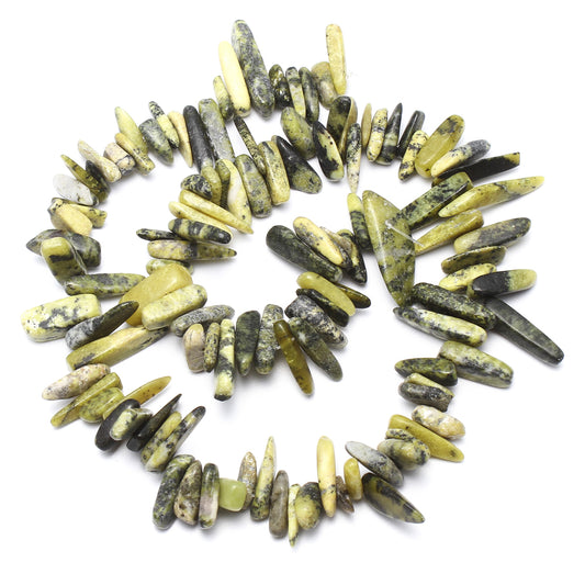 Chinese Painting Stone Gemstone Bead Nuggets - 1mm Hole - 15.5 Inch Long Size:5x13x4mm to 8x30x8mm