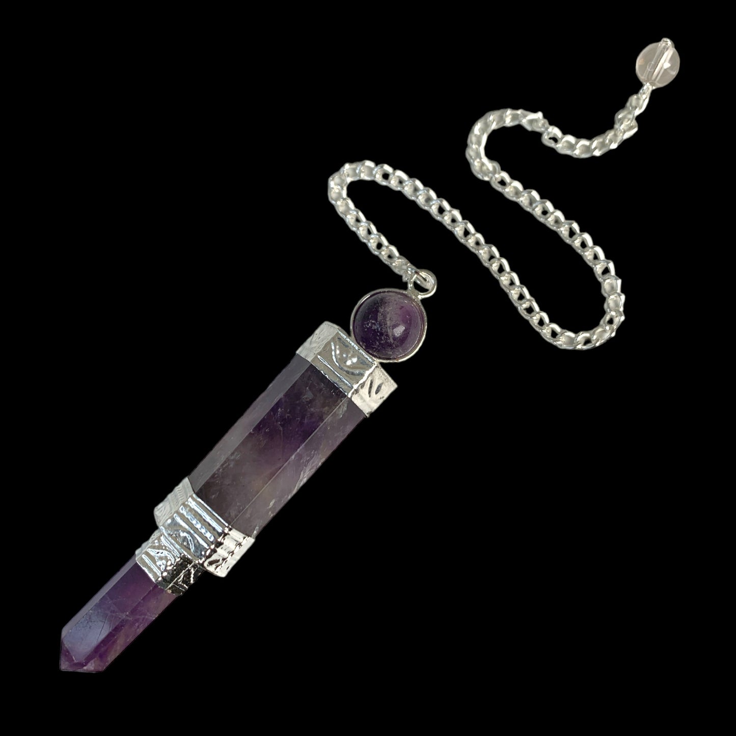 Amethyst 3pc Small Wand Pendulum with Chain - 40-50mm - 25g - NEW422