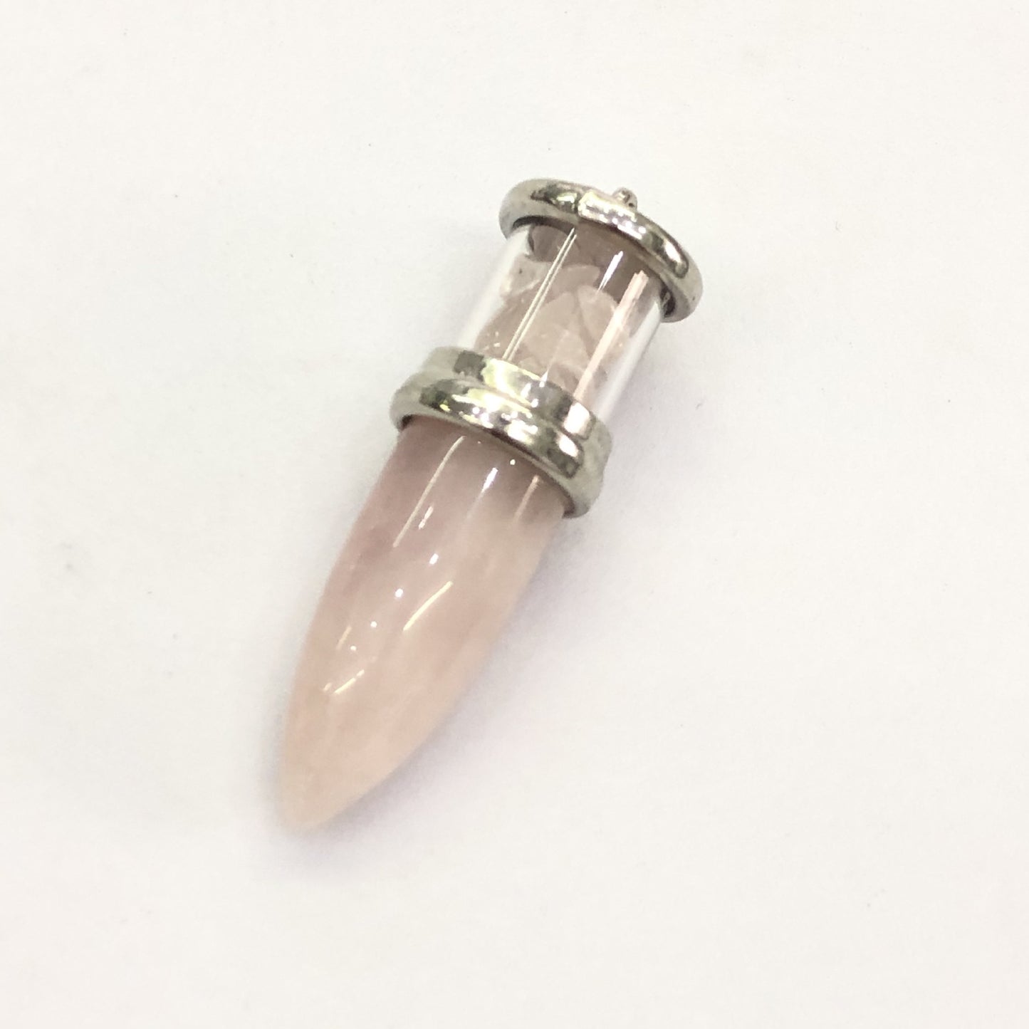 Rose Quartz Gemstone Bullet Pendant - 53x16mm - China - NEW1122