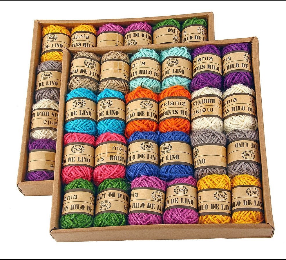 Linen Hemp Rope - Assorted Colors - Box size 25x25x4.5cm - 24 Per Box - 10 meters - NEW1120
