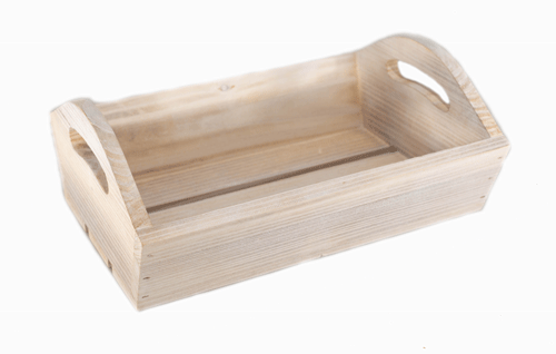 Whitewash Pine wood Tray X-SMALL 10 x 7.5 x 4.25 inch @ deepest - Fits a 18 x 24 or 20 x 30 Basket Bag