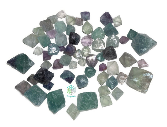 Green & Purple Fluorite Octahedron Diamonds Raw Stones 8-32mm - 1 LB. - China