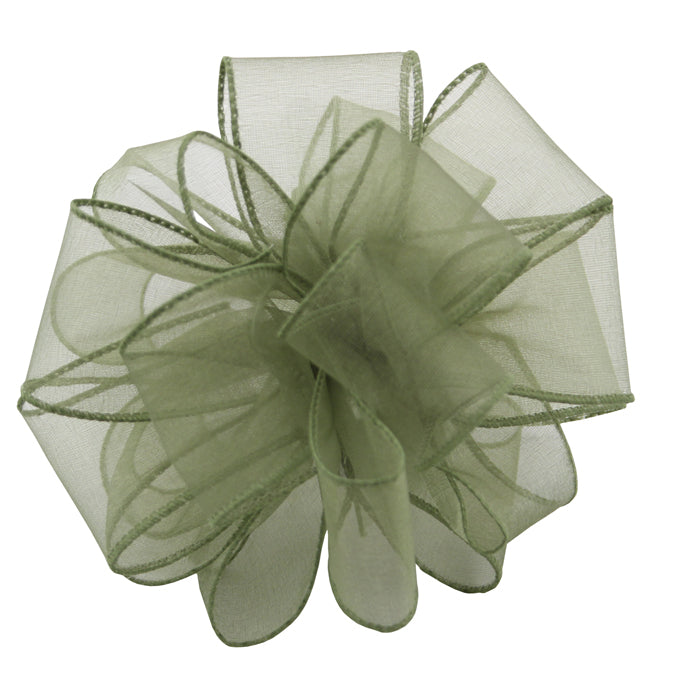 Basil Ribbon Roses Sheer Essence Wired Ribbon - Basil/Basil Edge - 1.5 inches x 50 yards ...