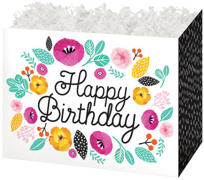 Birthday Flowers Basket Box - Large - 10 1/4 x 6 x 7 1/2 inches deep (order in 6's)