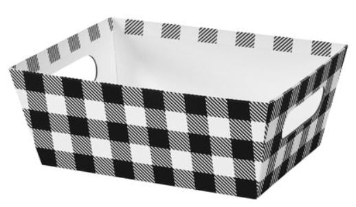Black & White Plaid Market Tray - Large - 12 x 9 1/2 x 4 1/2 inch - Fits a 20x30 bag