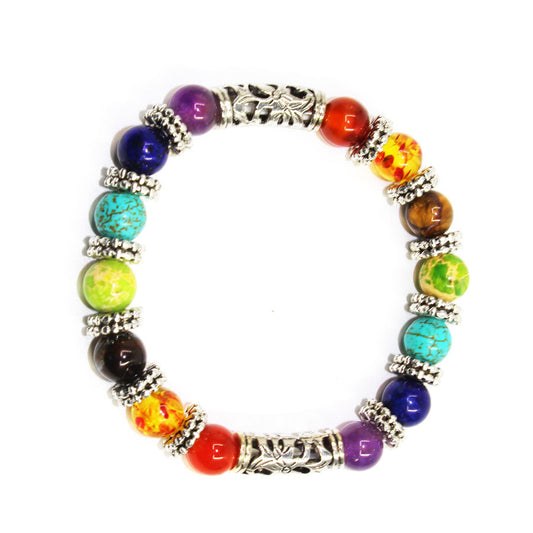 Chakra Gemstone Bracelet with Charms - 6mm - NEW521