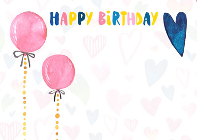 PK/50 - Flora Cards - Happy Birthday - Ballons