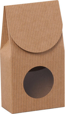 Kraft Stripes Gourmet Window Box - Small - 3 1/2 x 1 3/4 x 6 1/2 - 2 inch Window (Order in 6's) (252 Master)