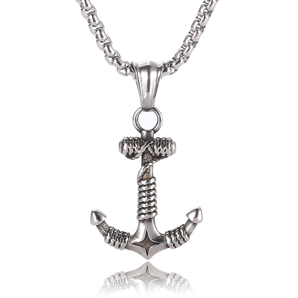 Stainless Steel ANCHOR Pendant with Necklace - silver