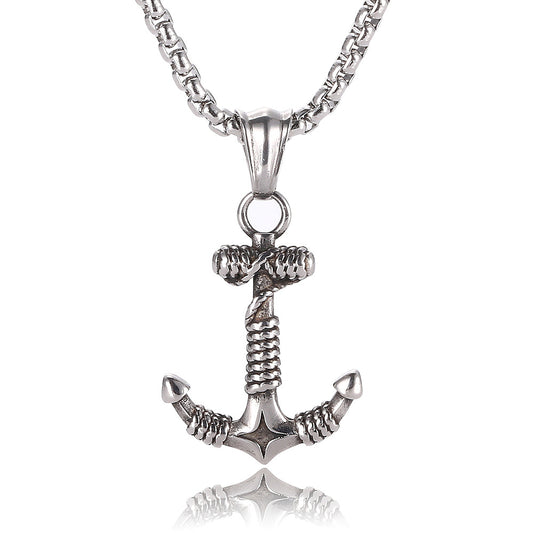 Stainless Steel ANCHOR Pendant with Necklace - silver