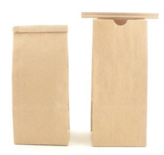 PK/100 Natural Kraft Tin Tie Bags - 3-3/8 x 2-1/2 x 7-3/4 inch W x D x H