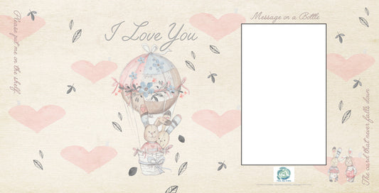 FROMME BOTTLE GREETING CARDS - I LOVE YOU - BALLOON BUNNIES - 29.5CM X 14.5CM - GIFT TAG