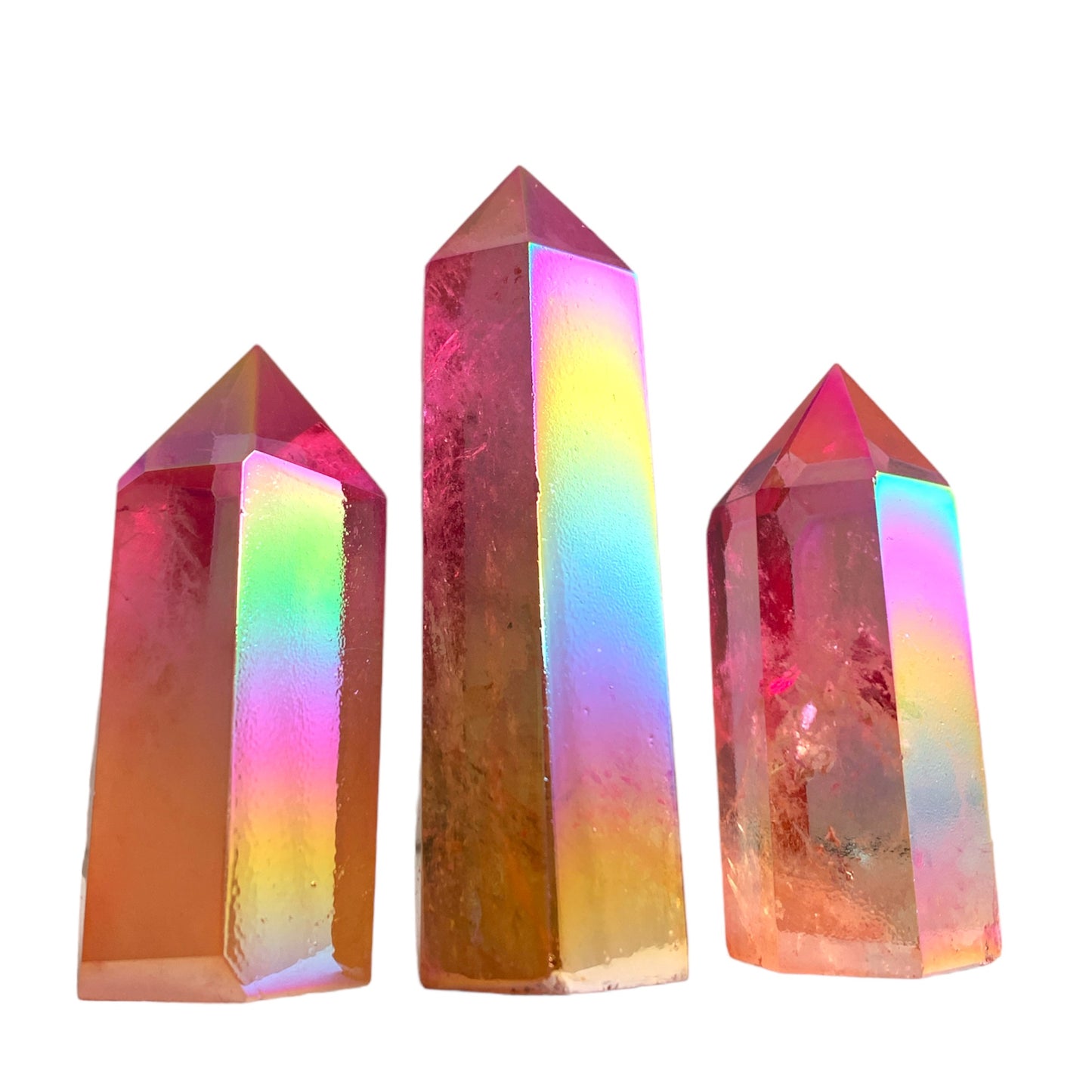 Clear Quartz Aura (Red Pink Yellow) - 3-4 inch - Price per gram - NEW423 - Polished Points