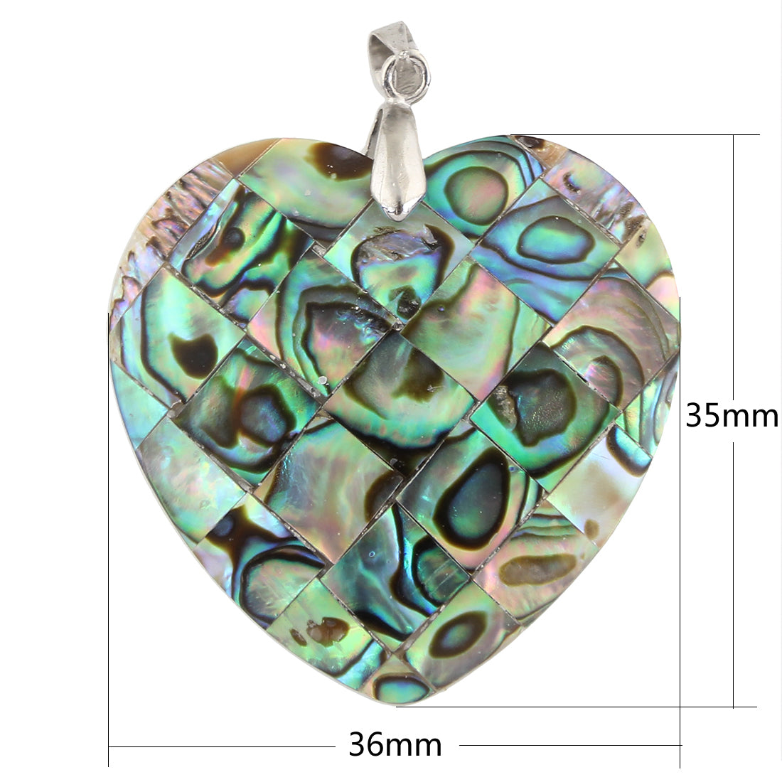 Abalone Heart-Shaped Pendant - Brass - Platinum Colour Plated