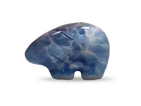 Abstract Bear - Blue Calcite - Rare Carving from Madagascar
