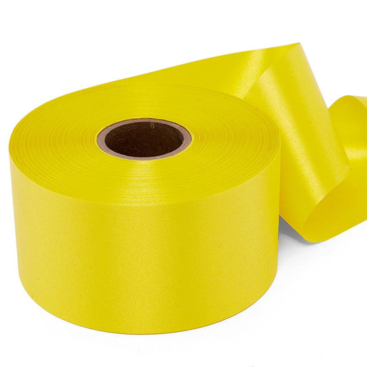 #3 YELLOW 3/4 inch x 100 yards FLORAL EMBOSSED POLY SATIN RIBBON