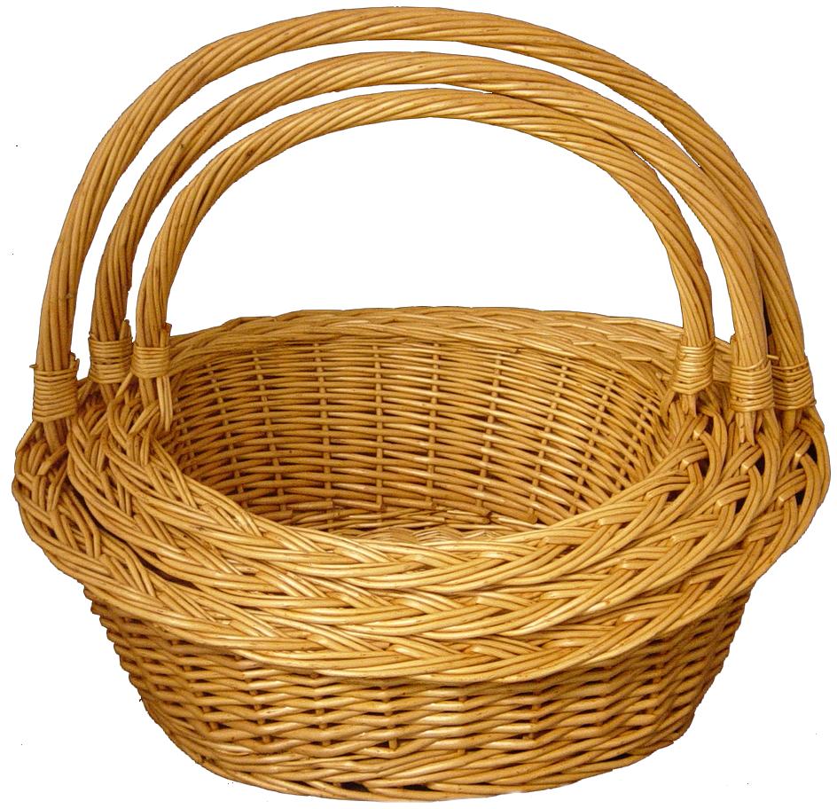 Set of 3 - Sloped Oval Willow Baskets - Honey