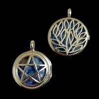 Pentagram Cage with Sodalite Pendant - 1.25 inch - Platinum Color Plated - China - NEW722