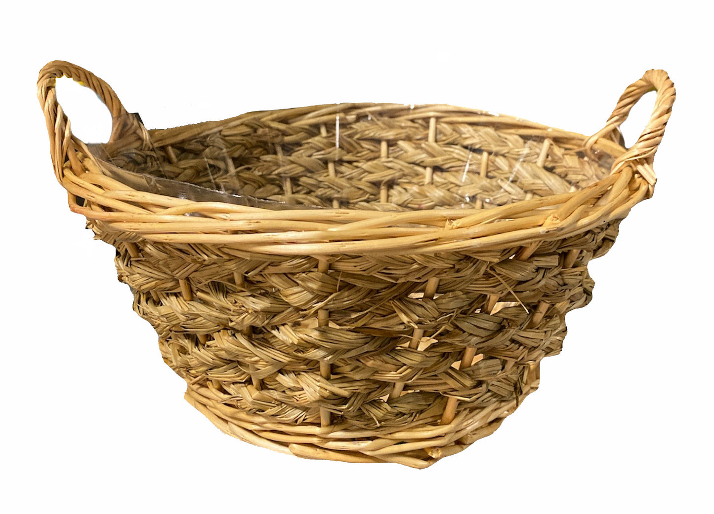 Round Willow and Seagrass Tray with Hard Liner - 11 inch Dia.